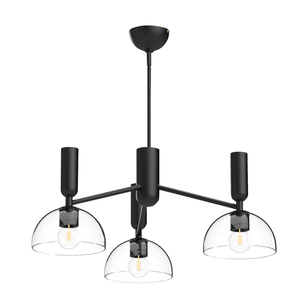 Lampadario JUDE Alora Mood nero opaco vetro trasparente 3xE27