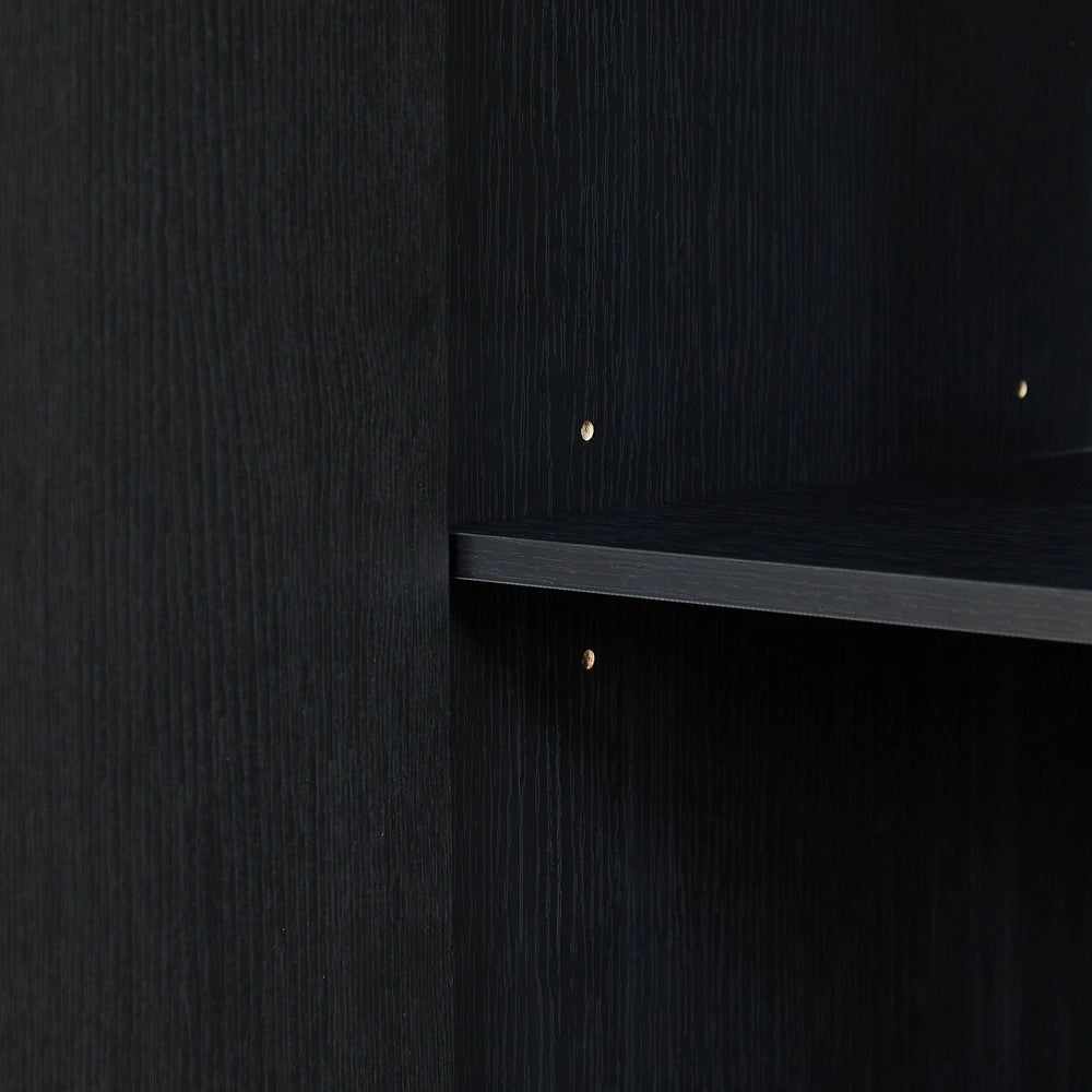 Mobile TV con Vetrina e Ante ¨C MINIMAL ¨C Nero, Soggiorno/Cucina, 169x40x80 cm