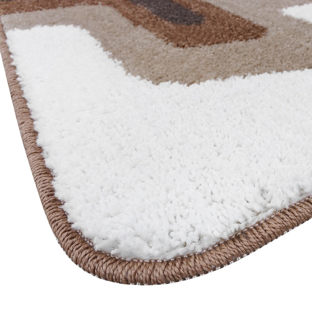Tappeto Bagno 50x110 Cm Doccia Scendiletto Pelo Raso Morbido Assorbente Antiscivolo Lavabile Marrone