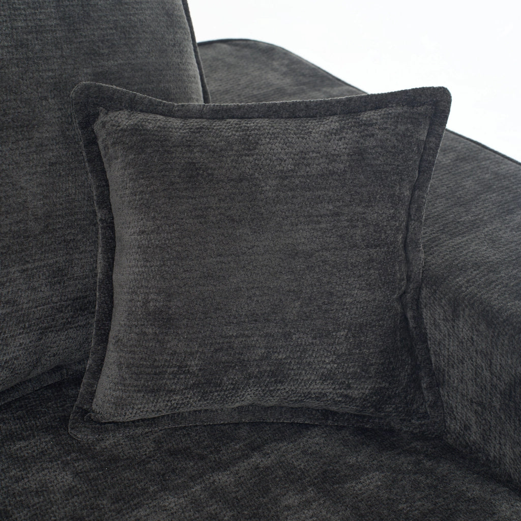 Chaise Longue con Tasche Laterali e Cuscino Pronta all'Uso senza Montaggio in Ciniglia Nero