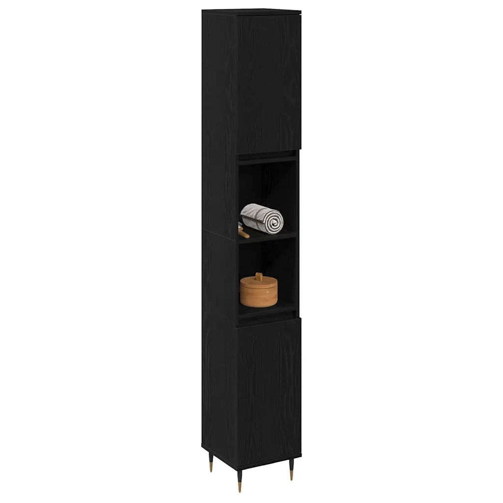 Mobile da Bagno Rovere Nero 30 x 30 x 190 cm Legno multistrato 862881