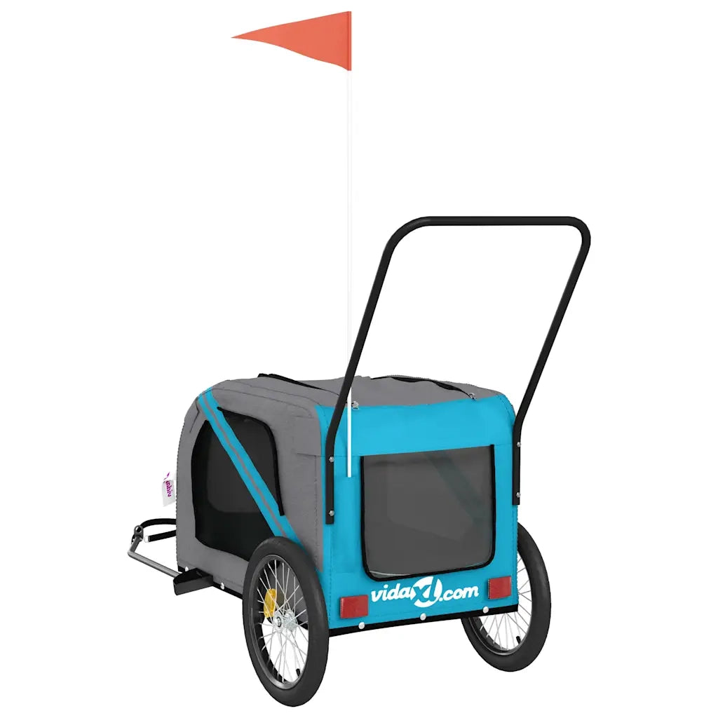 Rimorchio da Bici per Animali Blu e Grigio Oxford e Ferro CFW9470782