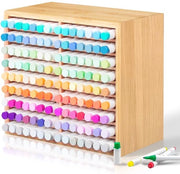 Organizzatore per Pennarelli, Raccoglitore per Pennarelli, Supporto per Pennarelli in Legno, Realizzato in Bambù Naturale, Adatto per Pennarelli per Firmare, Pennarelli, Pastelli, Pennelli da Pittura