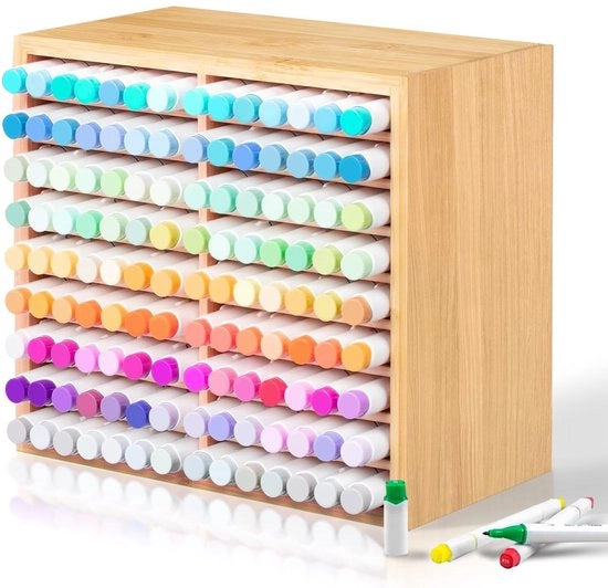 Organizzatore per Pennarelli, Raccoglitore per Pennarelli, Supporto per Pennarelli in Legno, Realizzato in Bambù Naturale, Adatto per Pennarelli per Firmare, Pennarelli, Pastelli, Pennelli da Pittura