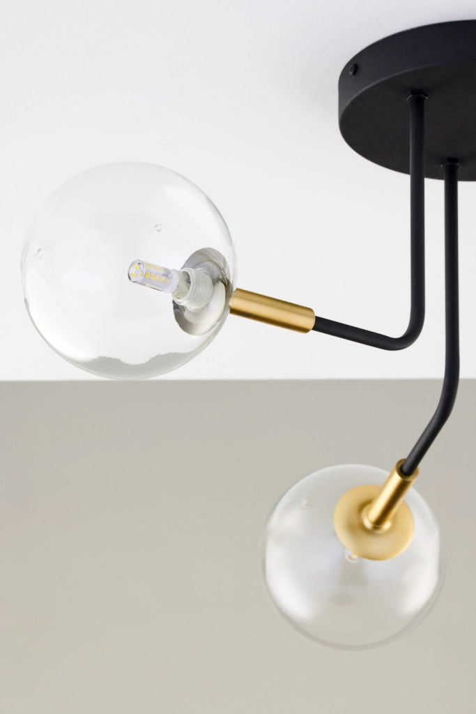 Plafoniera moderna nero oro, sfere vetro 3xG9 BURANO Jupiter