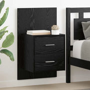 Mobiletto da comodino a parete con cassetto 2 pz-Set di 2 Tavolino da notte Rovere Nero 420526