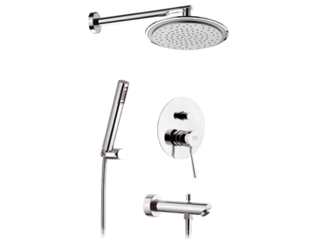 Set doccia con soffione, doccia, bocca incasso e miscelatore - serie minimal