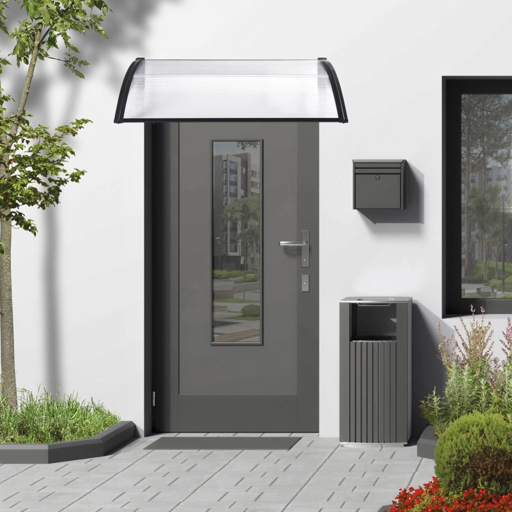 Pensilina per Ingresso Mellerud in Policarbonato 100 x 100 cm Trasparente / Nero [en.casa]