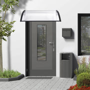 Pensilina per Ingresso Mellerud in Policarbonato 100 x 100 cm Trasparente / Nero [en.casa]