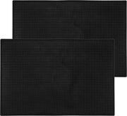 Mat di silicone antiscivolo rettangolare per cucina da 2 pezzi 45 x 30 cm - piastra di protezione per caffè bar club nero