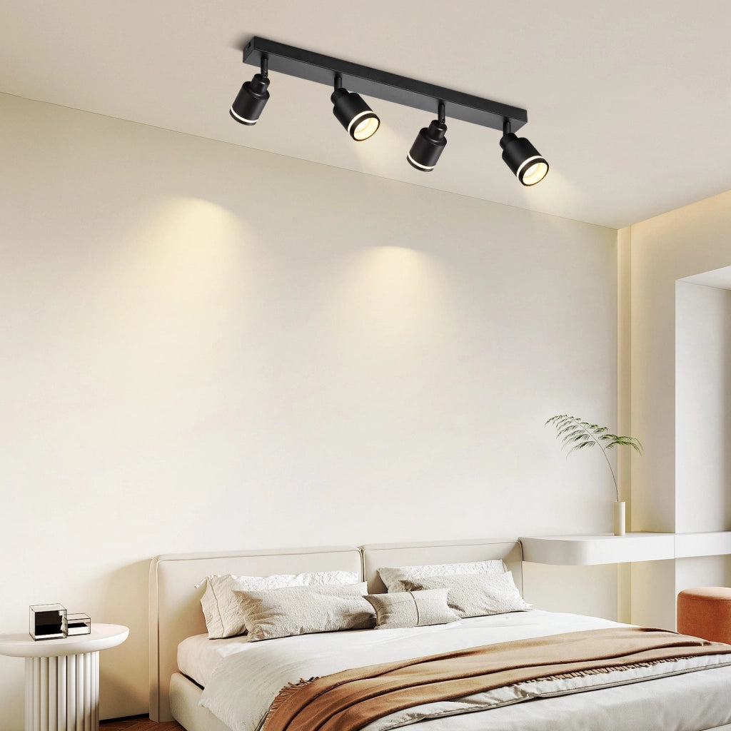 ZMH Faretto da soffitto neri 4 luci GU10 metallo orientabili moderni per camera letto sala pranzo senza lampadina