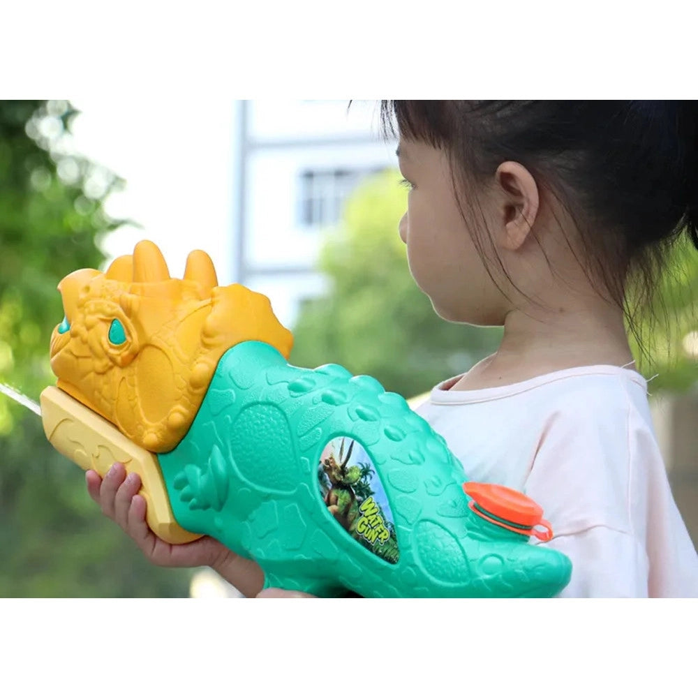 Trade Shop - Pistola Ad Acqua Per Bambini A Forma Di Dinosauro Triceratopo 28.5cm Gioco Estivo 618571 -