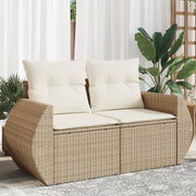 Divano da Giardino con Cuscini a 2 Posti-Sofa da Giardino-Divano da esterno Beige in Polyrattan 597103