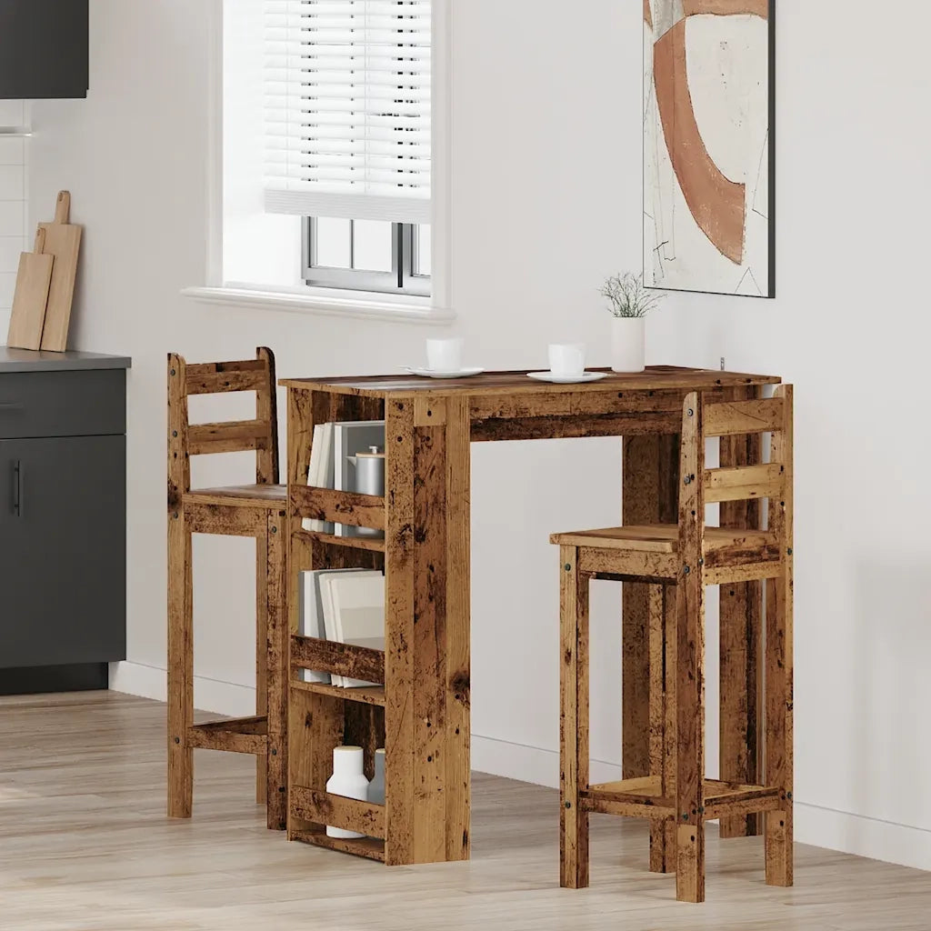 Tavolo da Bar con Ripiano Legno Antico 102x50x103,5 cm