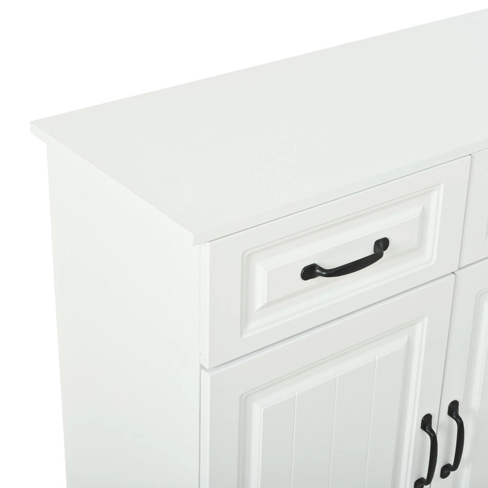 Credenza Bianca con Cassetti e Ante in MDF ¨C MINIMAL ¨C 160 cm, Design Moderno per Soggiorno