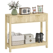 Tavolo console ¨C Minimal ¨C 90 cm, legno naturale, 2 cassetti, ripiano
