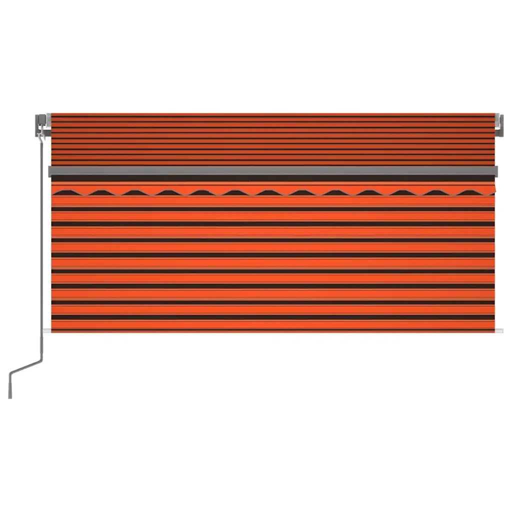 Tenda da Sole Retrattile Manuale LED 3,5x2,5m Arancione Marrone 3069405