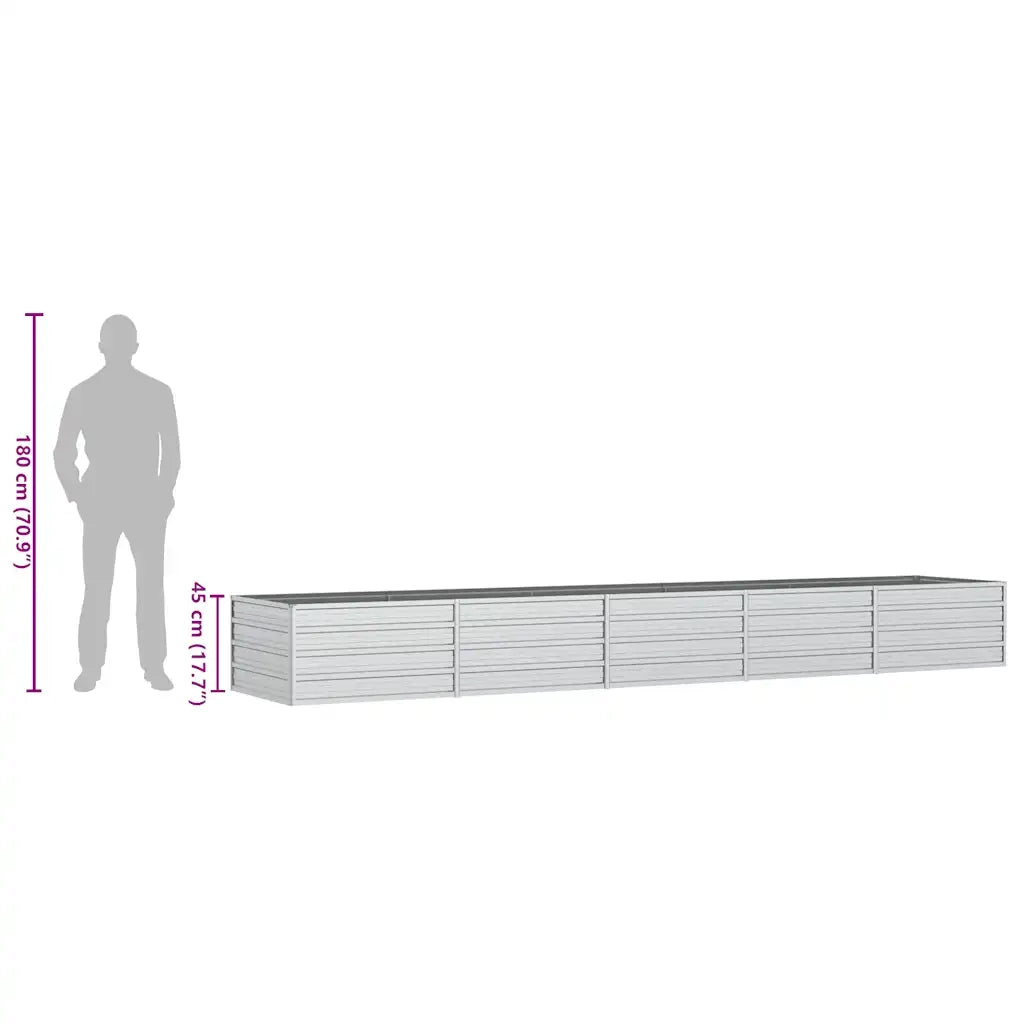 Fioriere | Cassetta per fiori | Letto Rialzato Giardino 400x80x45 cm in Acciaio Zincato Argento