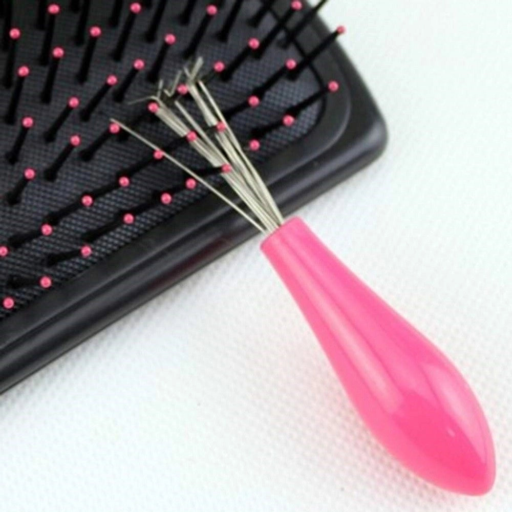 Trade Shop - Mini Spazzola In Metallo Spazzolina Per Pulizia Capelli Spazzola Setole Pettine -