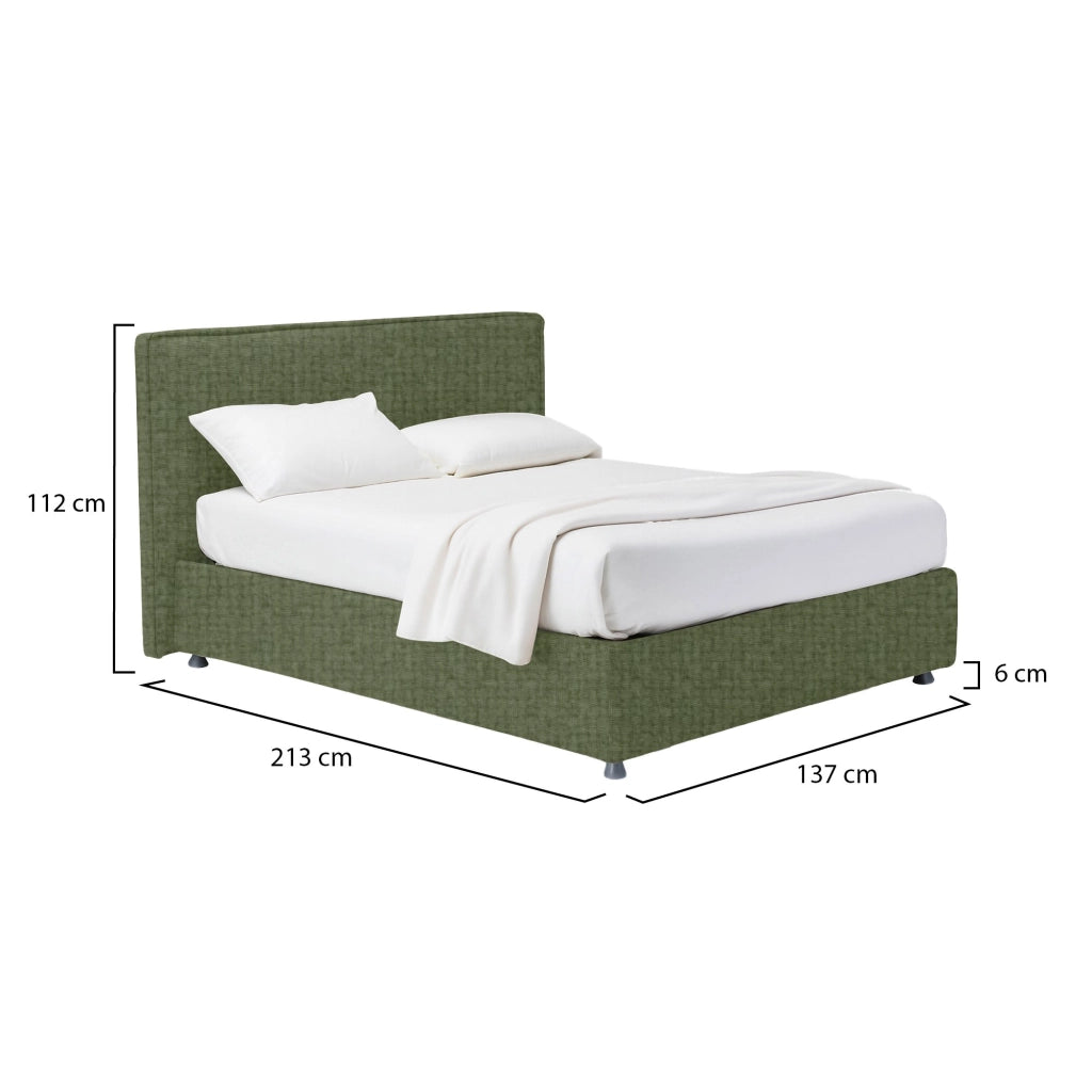 Harlow, Letto Piazza e Mezza Sfoderabile Made in Italy, Verde