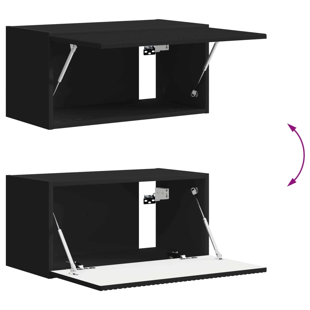 Set mobile TV Montaggio a parete 2 pz-Credenza per TV Nero Legno multistrato