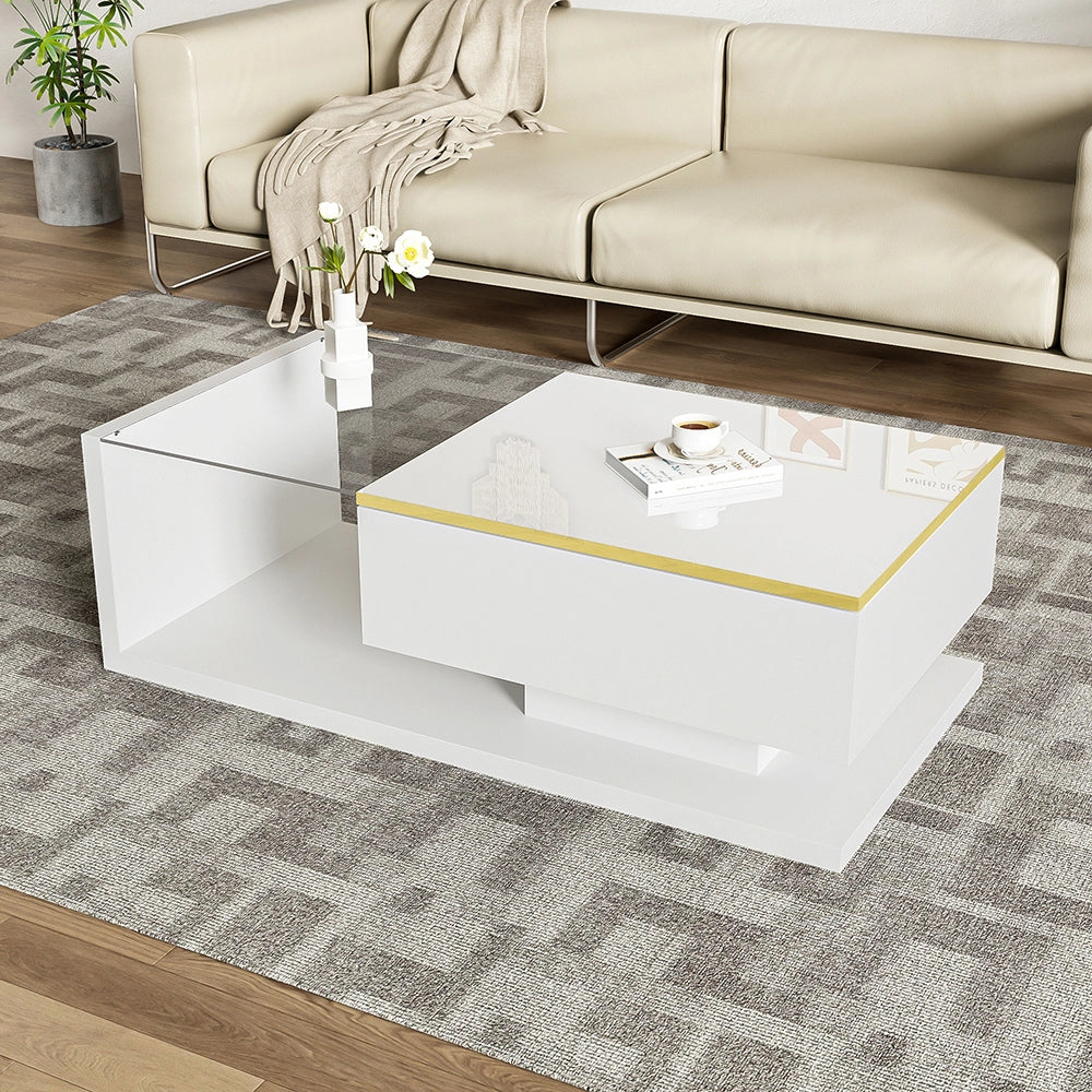 Tavolino-Xylo-100cm bianco vetro effetto LED