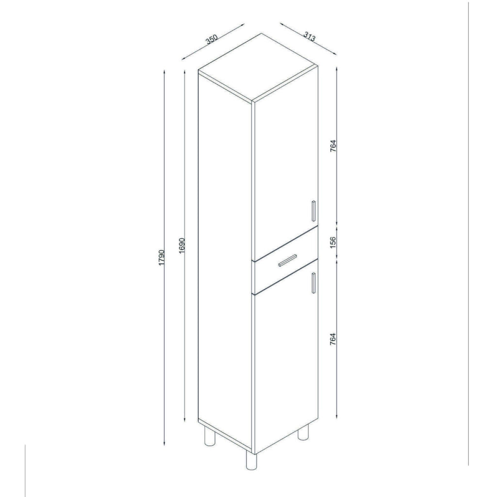 Giuddanin, Mobile Colonna 4 Ripiani, 35x31x179h cm Bianco