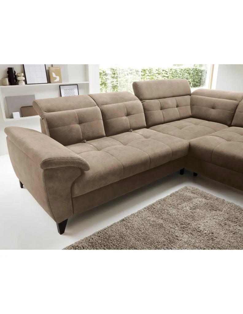 Divano ad angolo Beige 5 posti angolo destro chaise longue comfort INFERNO