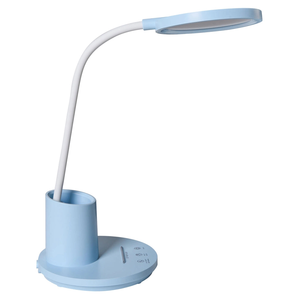 Lampada da scrivania per ufficio blu illuminazione da tavolo per lettura e computer braccio regolabile dimmer continuo a scorrimento