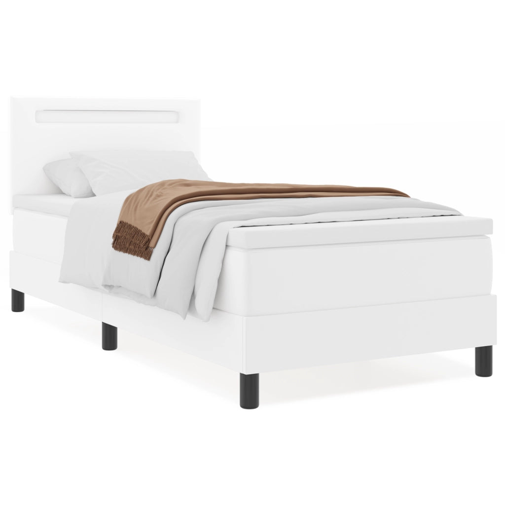 Letto Box Spring con Materasso Bianco 100x200 cm Finta Pelle