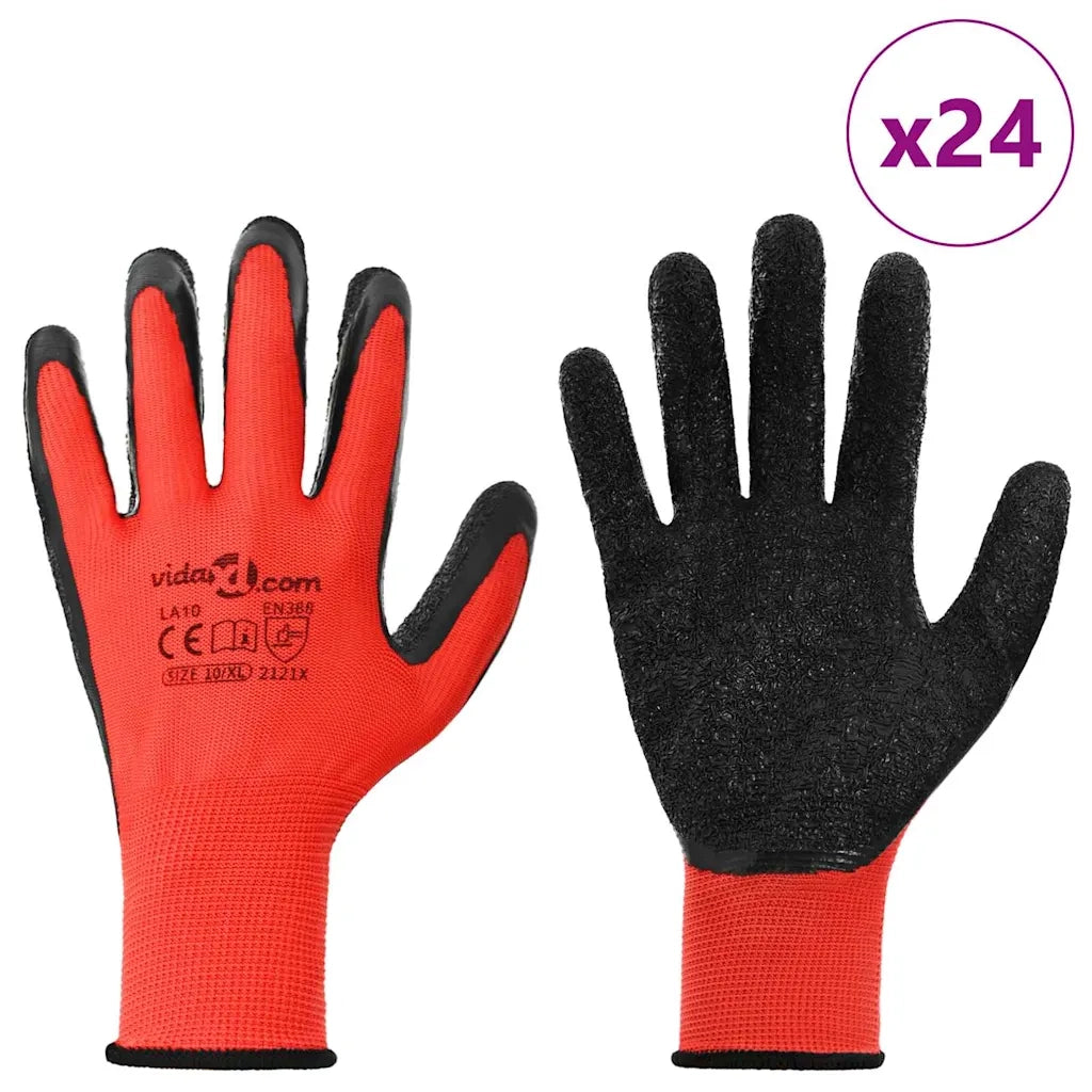 Guanti da Lavoro 24 pz Rosso e Nero 10 / xl CFW1063394