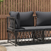 Divano Angolare Giardino Cuscini-Sofa da Giardino-Divanetto da esterno Antracite Tessuto Intrecciato