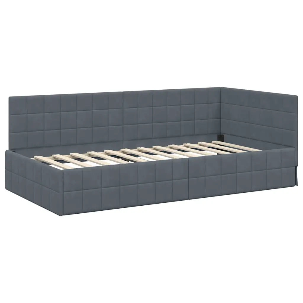 Cornice del letto ad angolo Grigio scuro 100 cm x 200 cm