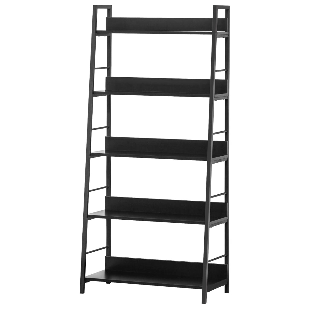 Libreria a 5 Ripiani Stile Industriale Inclinata ¨C Zephmum ¨C Nero 70x35x150 cm