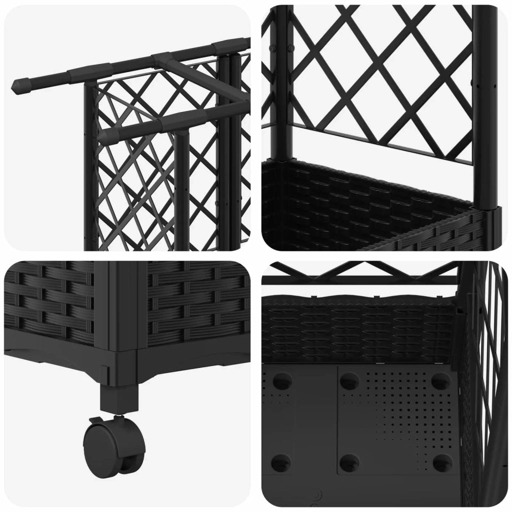 Letto Rialzato con Griglia e Tetto Nero 124 x 40 x 127 cm PP 3423034