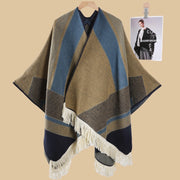 Sciarpa da viaggio da donna in stile vintage con frange, mantello esterno, cappa