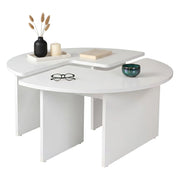 Tavolino da salotto Tairn, Tavolo basso da caffè, Portariviste per divano, Ripiano da soggiorno, 90x90 h41 cm, Bianco e Naturale
