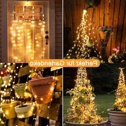 Decorazione di Natale esterna, catena di luci acqua resistente, 1 m, 100 led, con telecomando e timer, per giardino, balcone, esterno, decorazione interna.