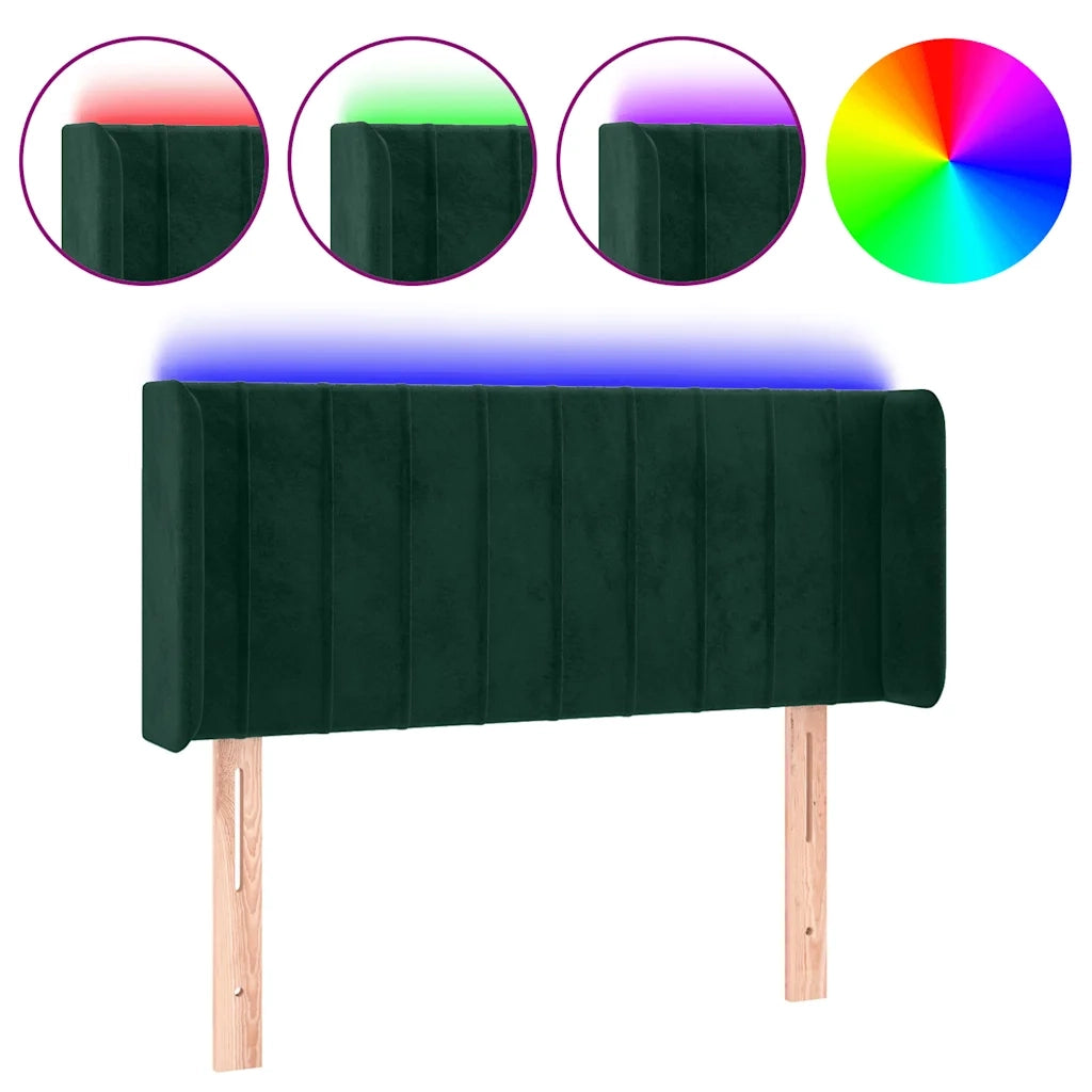 Testiera a LED-Testata con LED Verde Scuro 83x16x78/88 cm in Velluto 819404
