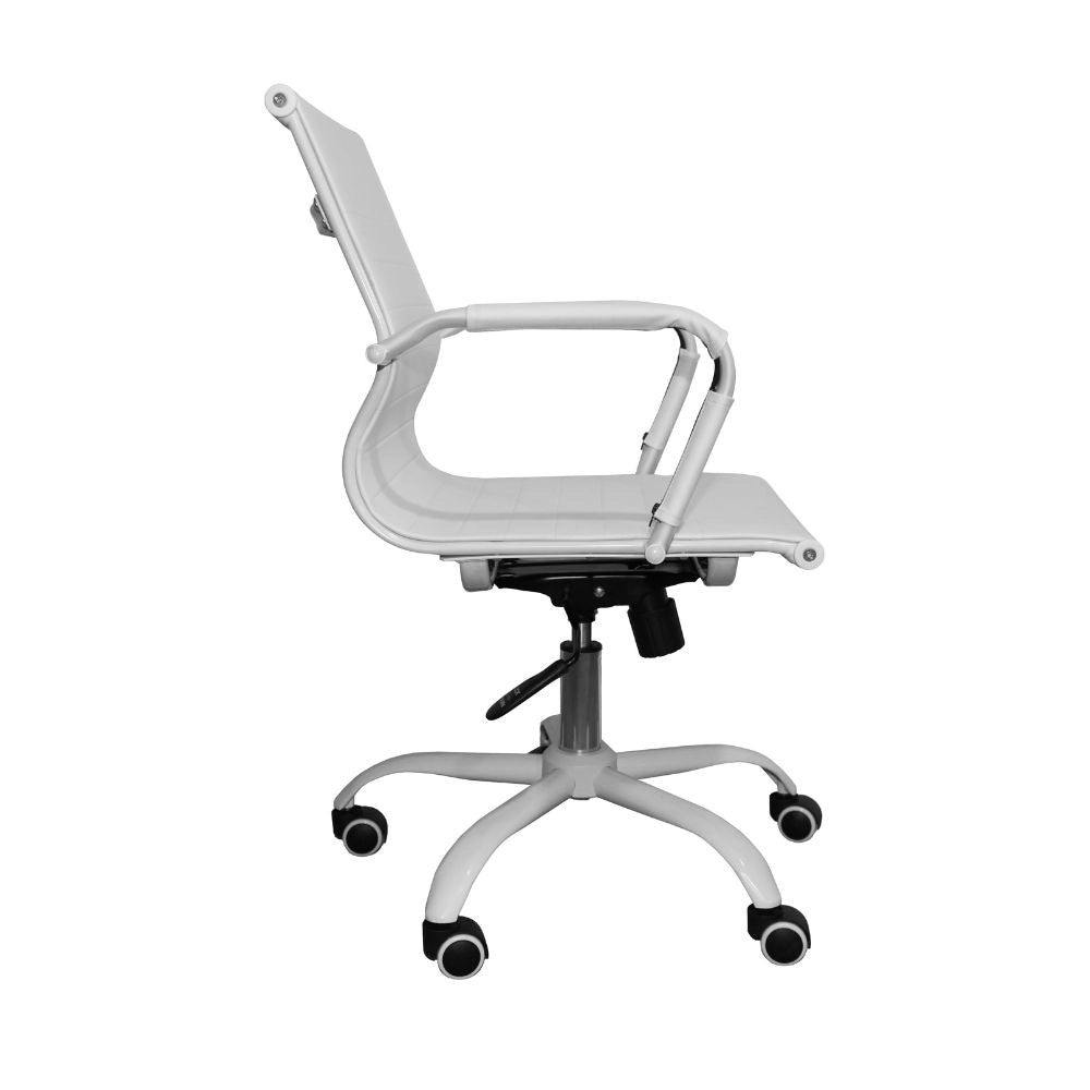Poltrona da ufficio Nuvia con schienale ergonomico e ruote colore bianco H91