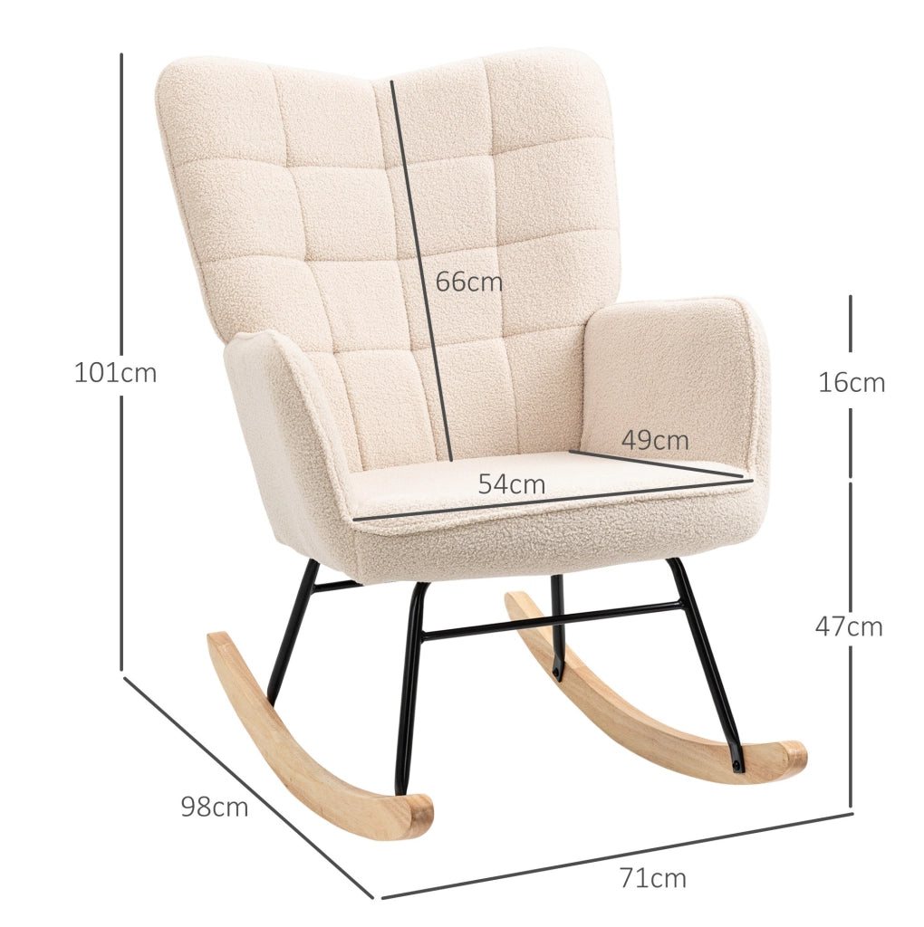 Poltrona a dondolo beige in poliestere, 71×98×101 cm
