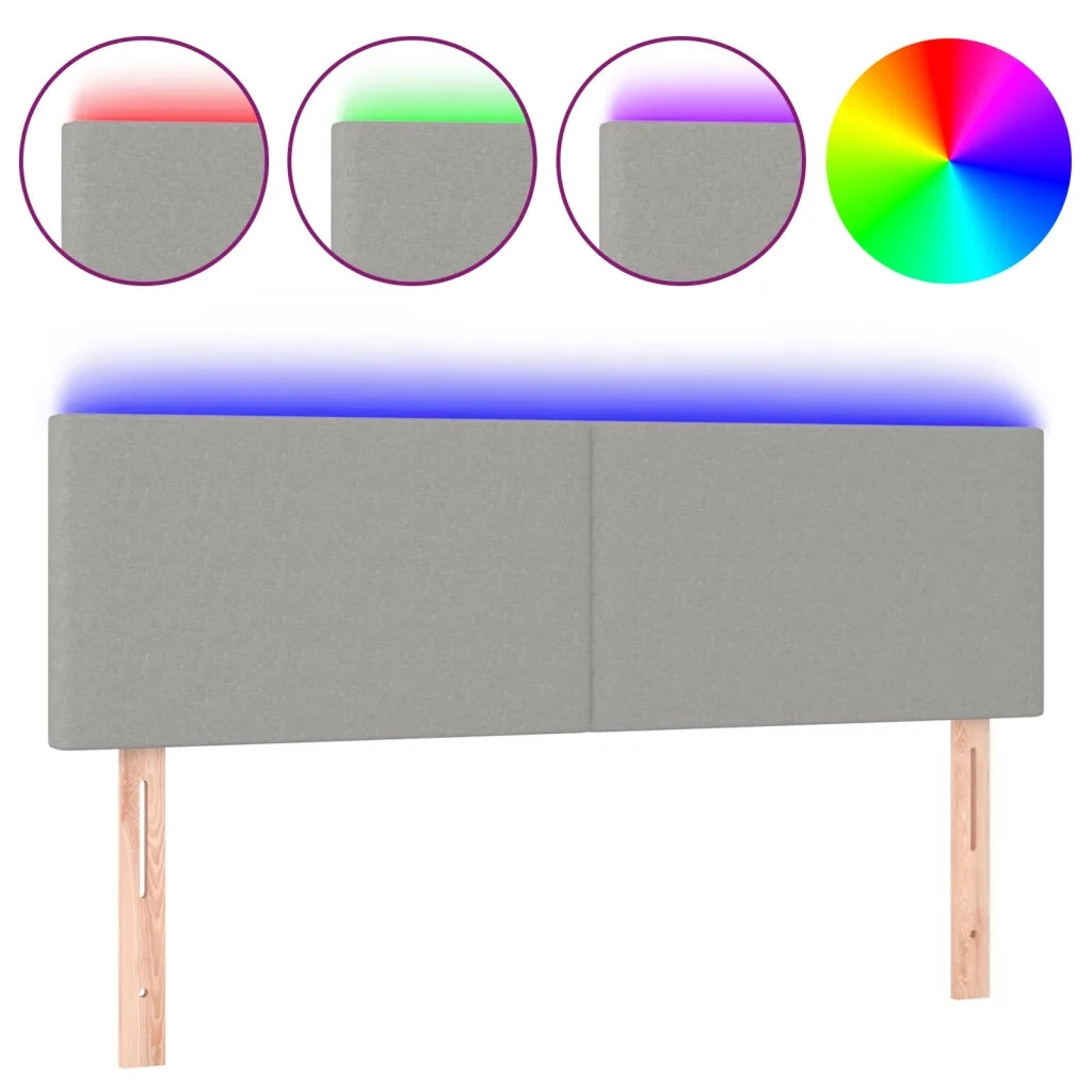Testiera a LED-Testata con LED Grigio Chiaro 144x5x78/88 cm in Tessuto 737993