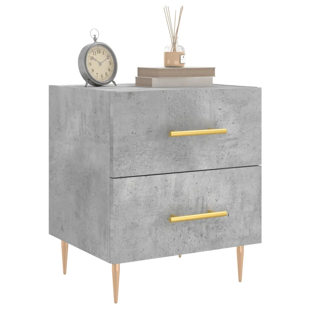 Comodini 2 pz-Set di 2 Tavolino da notte Grigio Cemento 40x35x47,5 cm in Legno Multistrato 294924