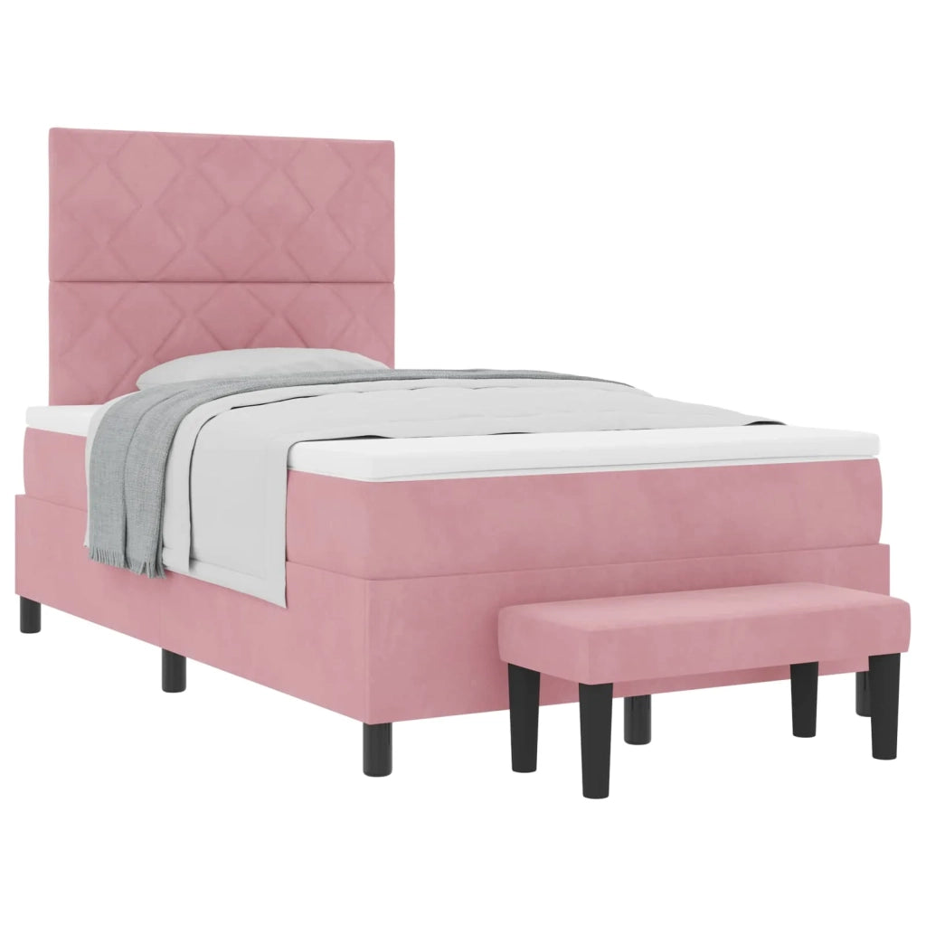 Letto a molle con testiera Rosa 200 x 120 cm Velluto 3344575