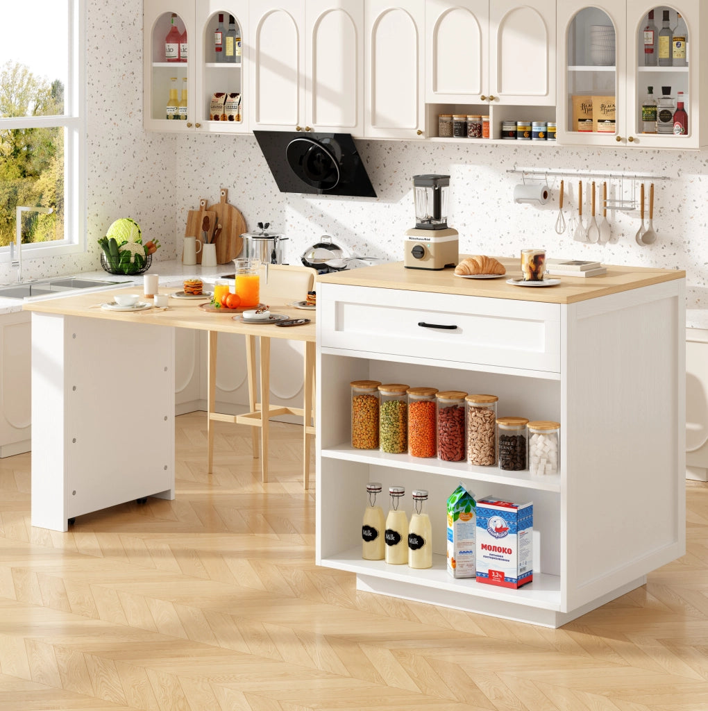 Tavolo bar allungabile 133x70x93.5 cm con contenitore in MDF bianco