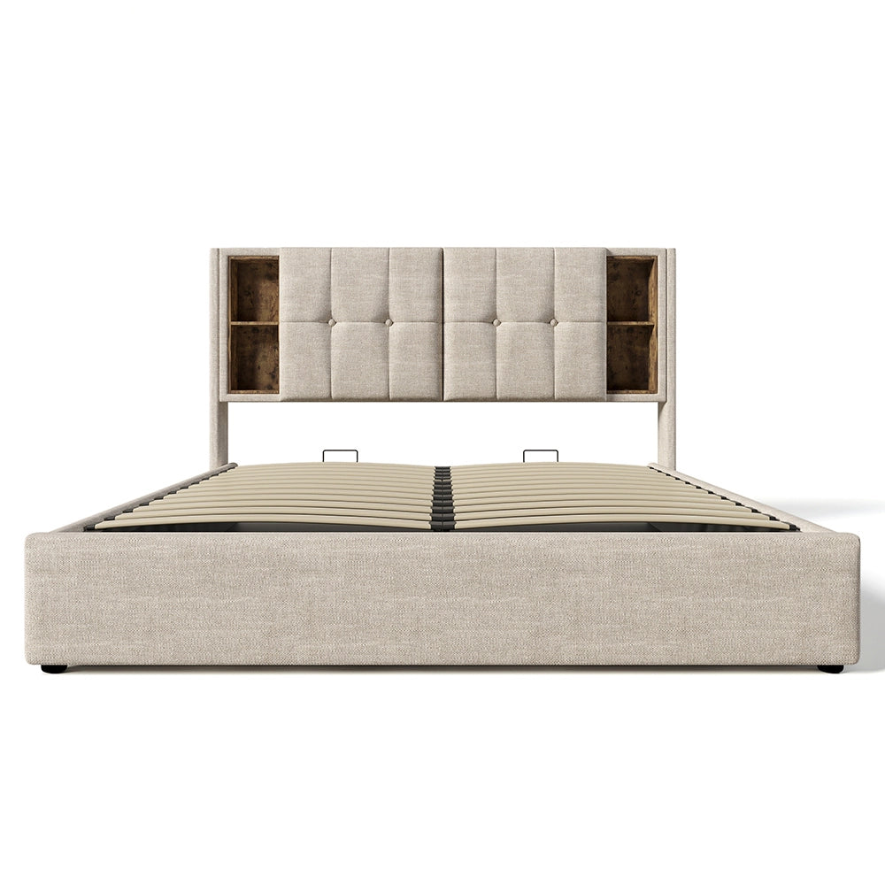 Letto a cassone per adulti - Xylo - 140x200 cm - Naturale con spazio di archiviazione