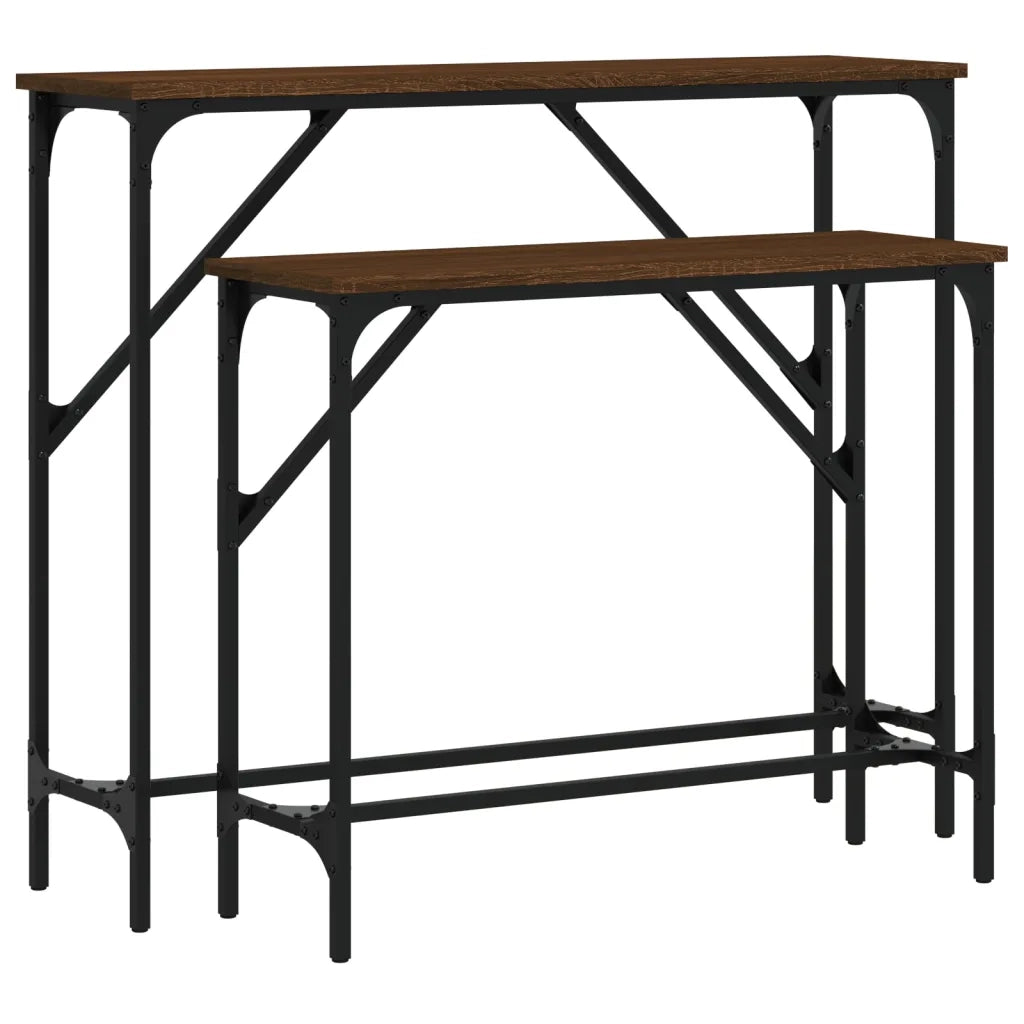 Tavolini Consolle 2 pz Rovere Marrone in Legno Multistratocod mxl 107396