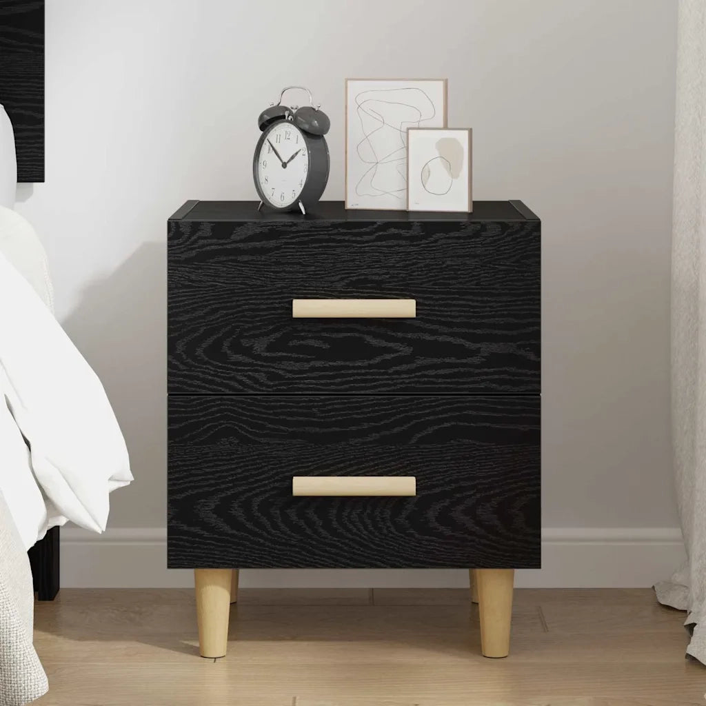 Armadietto per letto con cassetto Rovere Nero 40 x 35 x 47.5cm