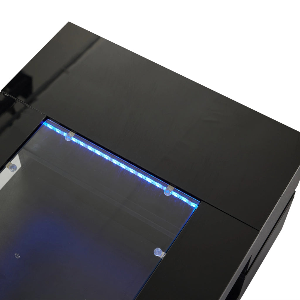 TAVOLINO DA CAFFÈ LED 100x50x35 cm Nero in truciolare e vetro temperato