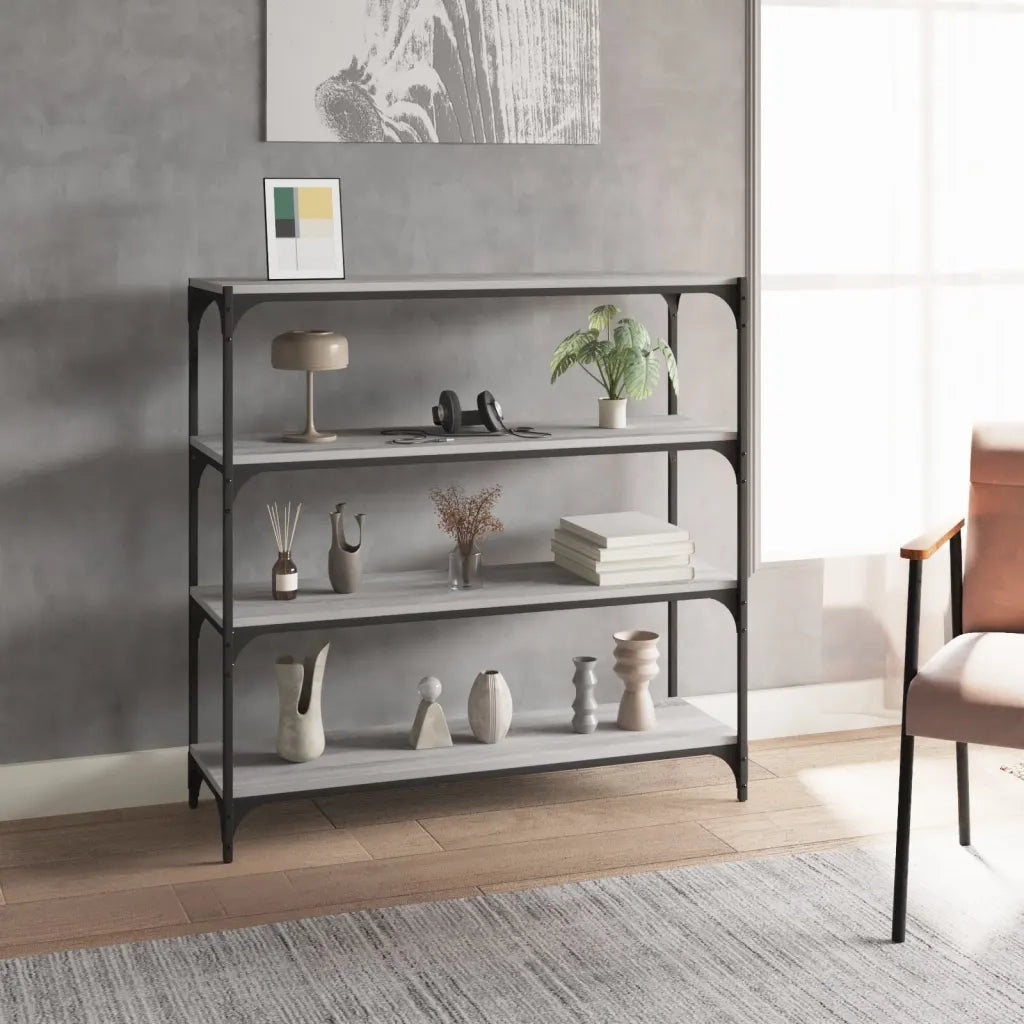 Libreria grigio sonoma 100x33x100cm Legno Multistrato e Acciaio 819360